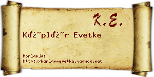 Káplár Evetke névjegykártya